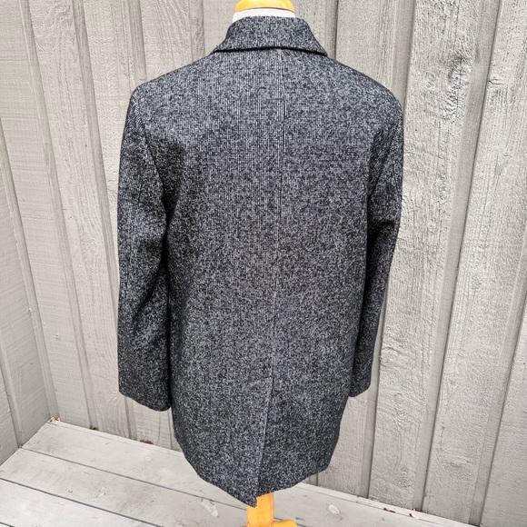 Reiss Wool Cotton Blend Black White Mid-Length Overcoat Coat Jacket - Picture 4 of 8